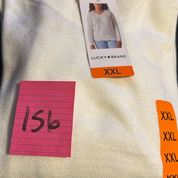 Lucky Brand Women's Cream V-Neck Sweater, XX-Large - Picture 5 of 15